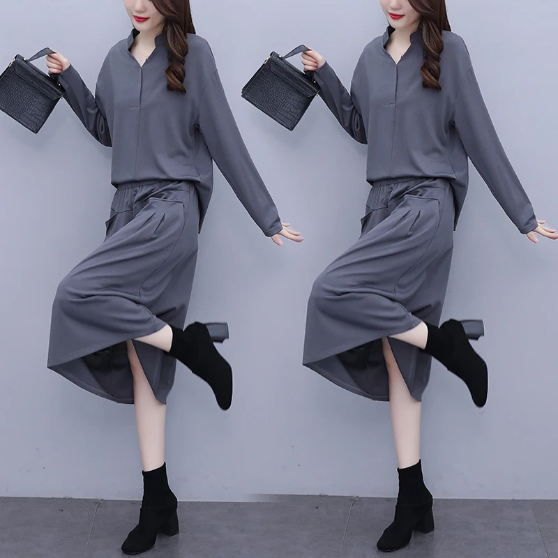 

Casual Two Piece Set Top And Skirt Spring Autumn 2 Piece Sets Womens Outfits Fashion Ensemble Femme Deux Pieces Womens Clothing