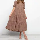 Платье с леопардовым принтом, 2021 Women'Sundress винтажный буф с длинными рукавами и принтом вечерние платье Летнее праздничное Открытое платье без рукавов, Повседневное платье, женское платье размера плюс