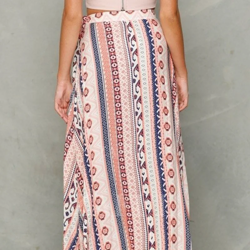 

Bohemian skirt high waist elegeant skirt beach print skirt Slim sexy vintage skirt maxi skirt summer asymmetrical print skirt