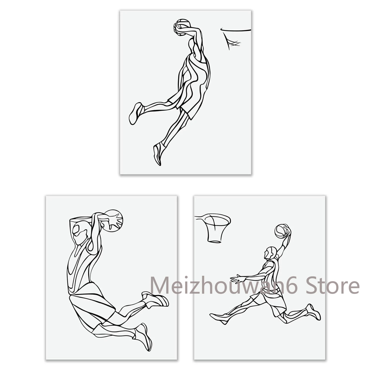 

Minimalist White Basketball Wall Art Decor Metal Tin Sign Set of 3 (8x12) Inch Poster Sign Metal Plaque Bedroom Living Room