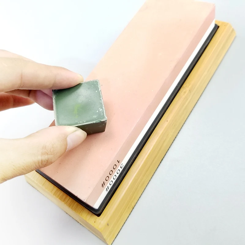 

knife stone 2000&5000 grit Double-sided oilstone sharpener set with non-slip bamboo base and angle guide and polishing paste