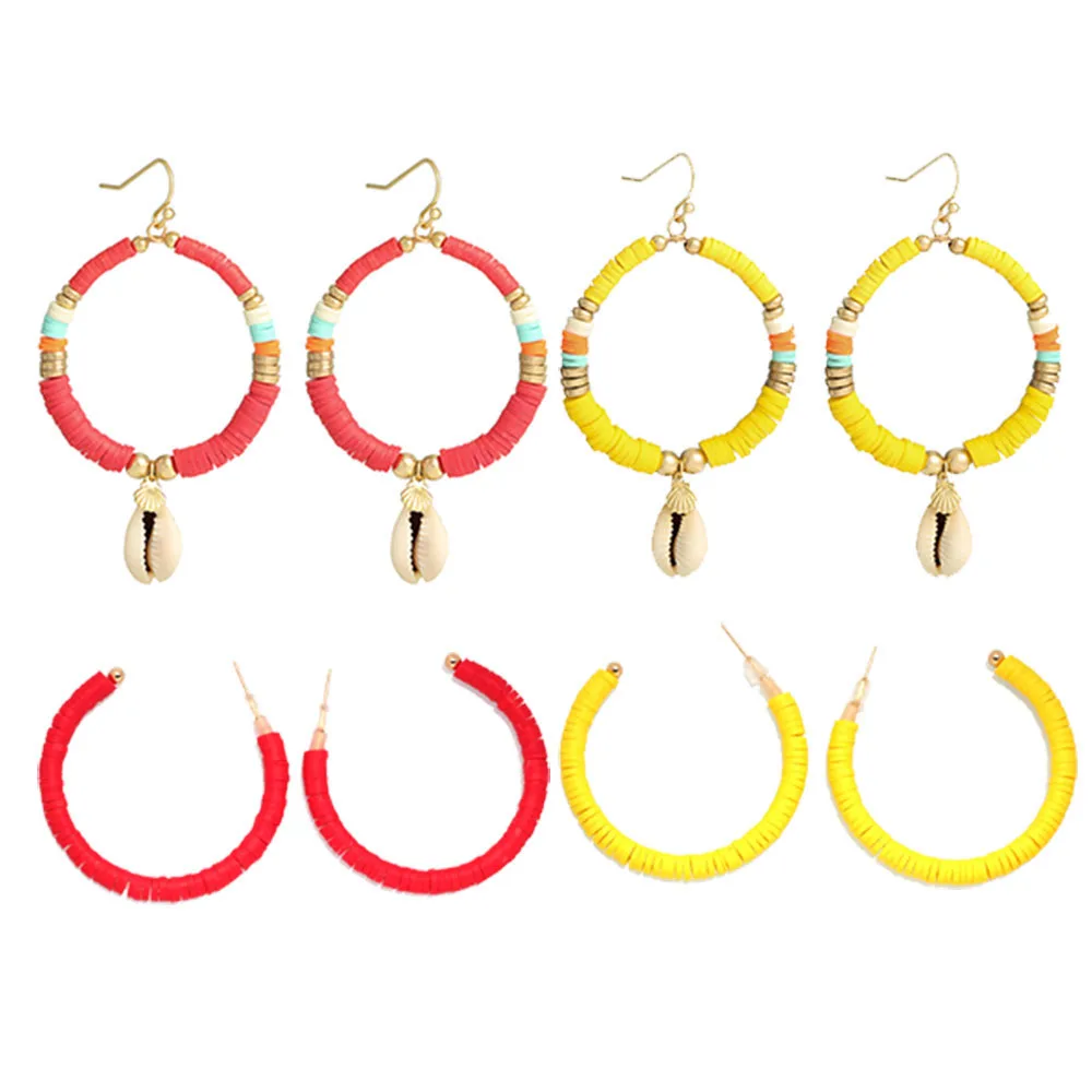 Богемные разноцветные бусины из полимерной глины Heishi серьги в виде морских