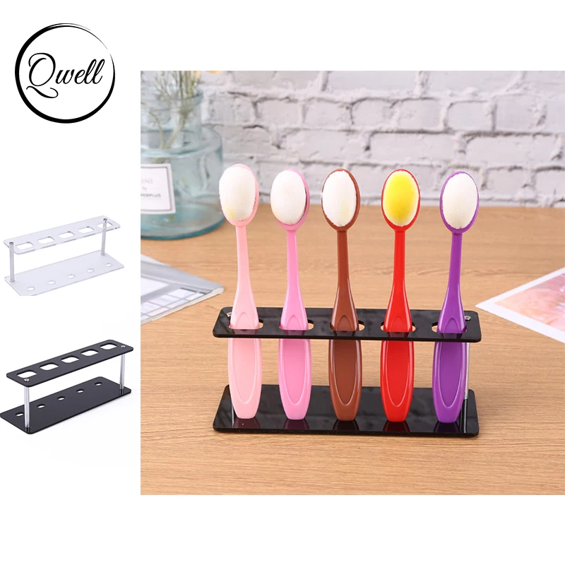 

QWELL 5 Holes Oval Brush Holder Rack Acrylic Stand for DIY Ink Painting Brush Display Drying Bracket Shelf Organizer 2021 New