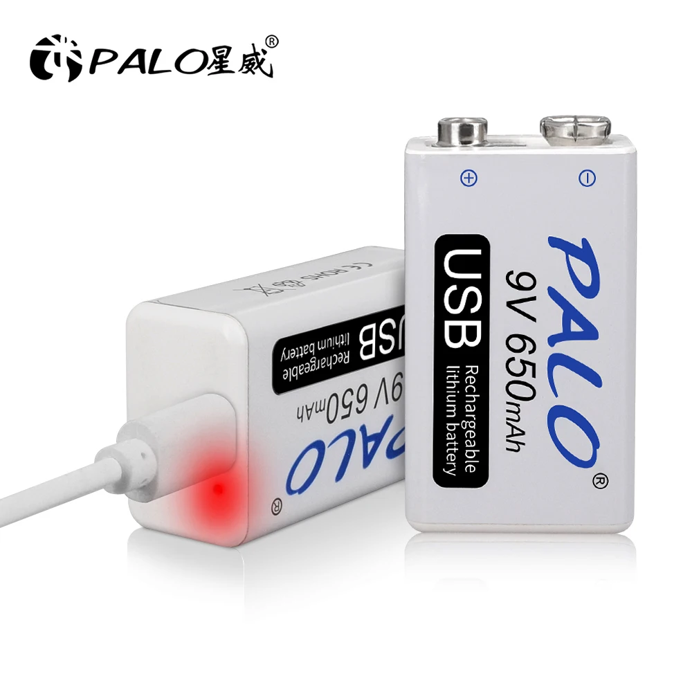 PALO Micro USB 9 Вольт литий-ионная аккумуляторная батарея 6F22 V литий-ионные литиевые