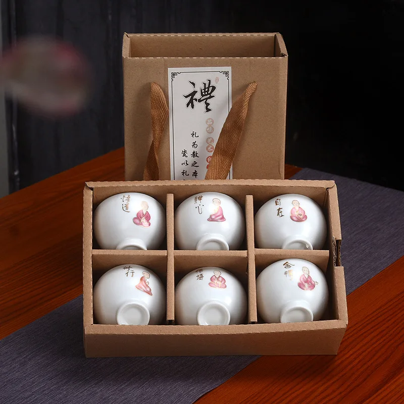 Набор чайных чашек кунг фу 6 шт. набор керамических ручной росписи китайский