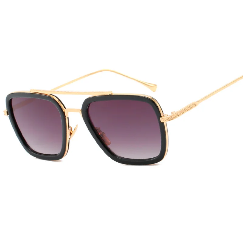 Мужские солнцезащитные очки в стиле стимпанк с металлическим квадратным