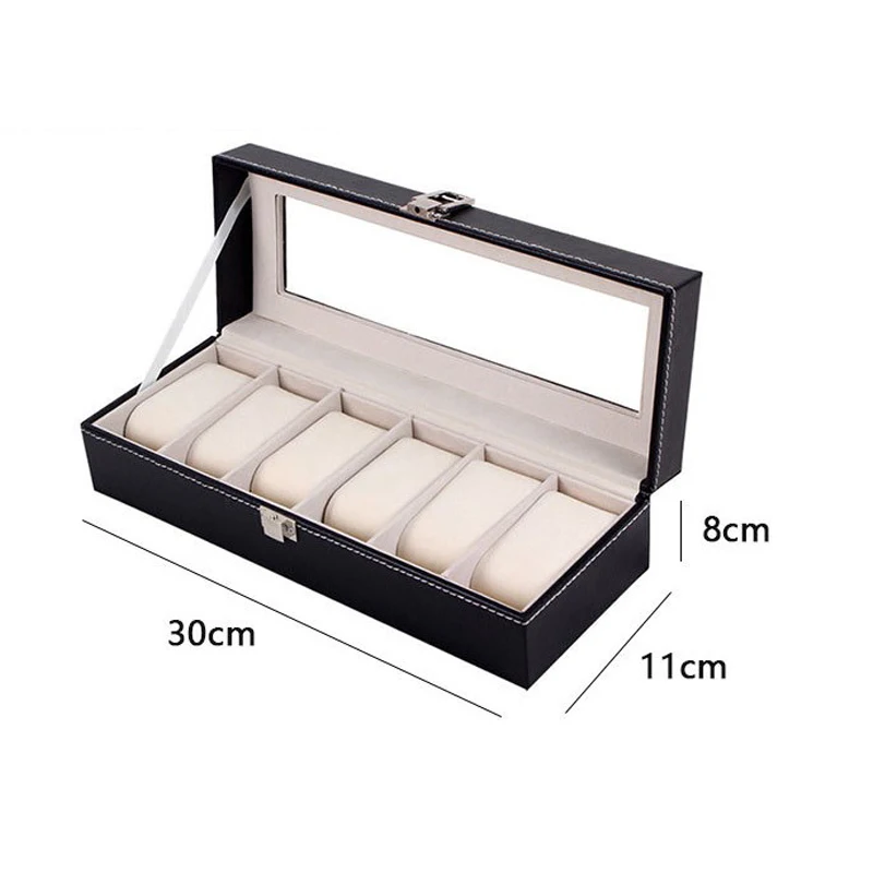

6 Grids Watch Box PU Leather Watch Case Holder Organizer Storage Box for Quartz Watches Jewelry Boxes Display Best Gift