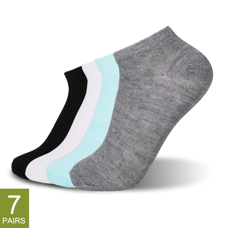 

7 Pairs Women Cotton Socks Breathable Solid Color Comfortable White Black Grey Soft Simple Fashion Ankle Socks