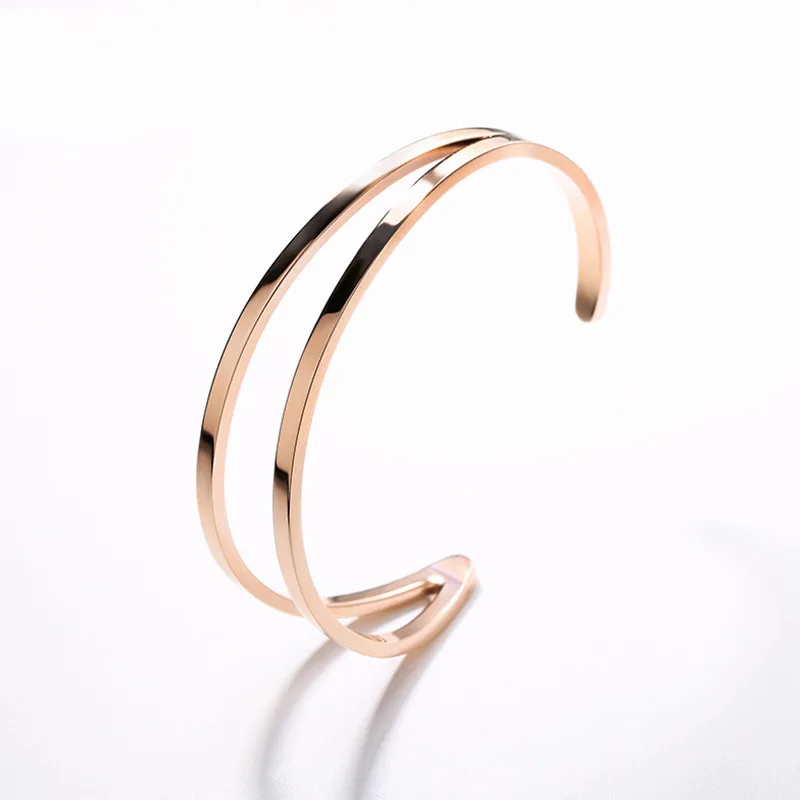 

Rose Gold Steel Titanium Half-opening Bracelet Mori Series All-match Temperament Fashion Fresh Jewelry