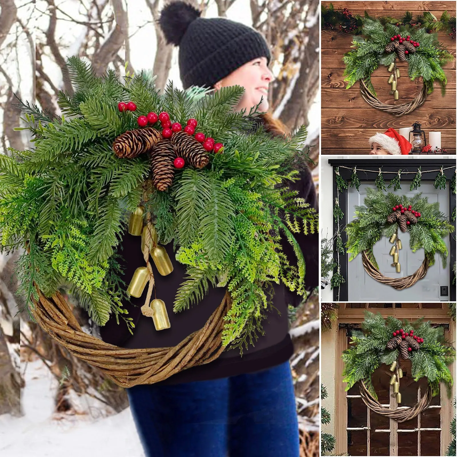 

Christmas Wreath Boho Wreath Christmas Day Wreath Home Decoration Door Wall Decoration Navidad Merry Christmas Decorations