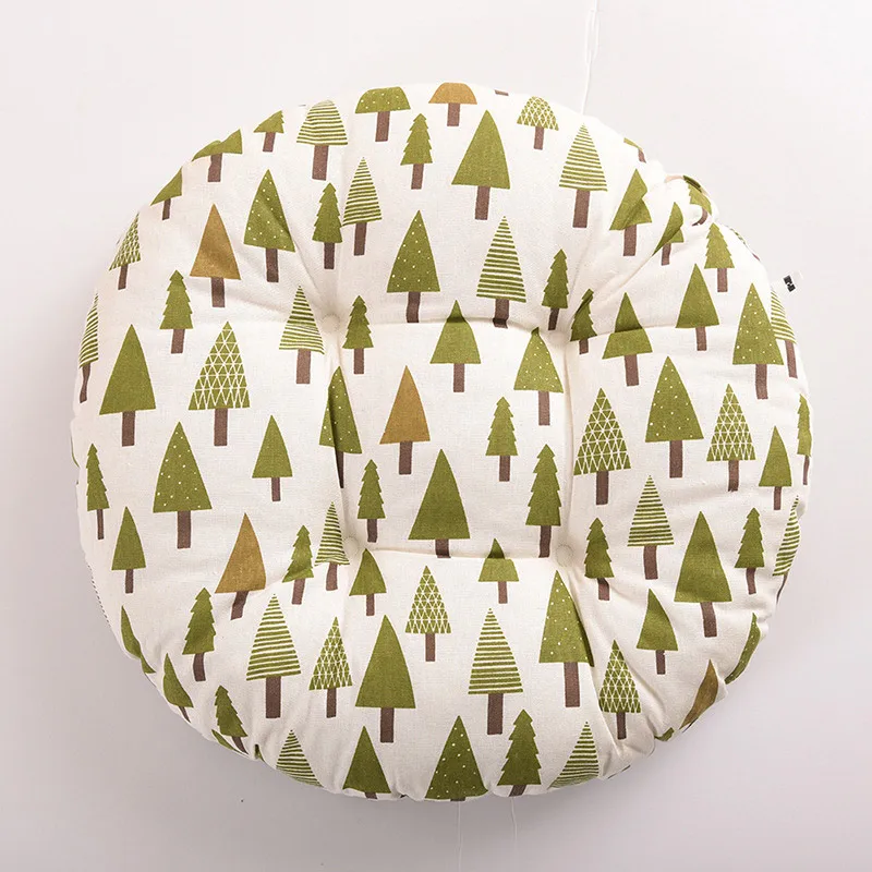 

Round Shape Seat Cushion Silk Cotton Core Cotton Polyester Tatami Cushion Christmas Tree Printed Car Soft Sofa Pillow Home Decor