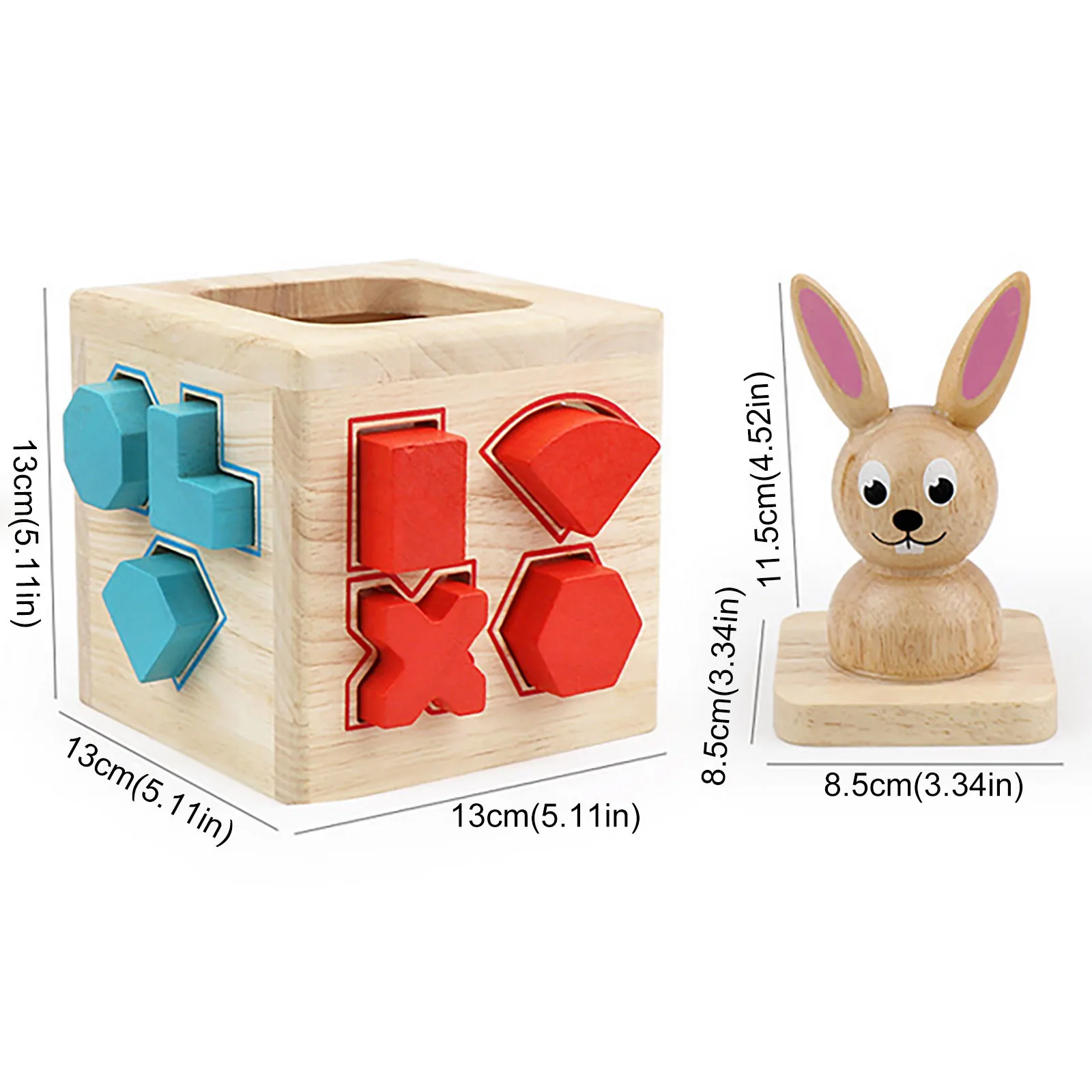 

Wooden Intelligence Box Geometric Shape Rabbit Blocks Puzzles Game Early Education Brain Large Particles Shape Matching