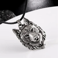 exquisite mens wolf totem natural stone inlaid jewelry necklace retro gothic wolf head pendant necklace holiday jewelry gift