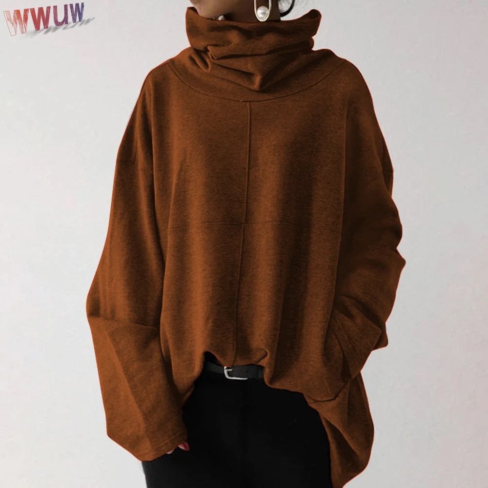 

Fashion Sweatshirt Winter Women Autumn Pullover Female Turtleneck Long Sleeve Solid Hoodies Casual Loose Streetwear Top Oversize
