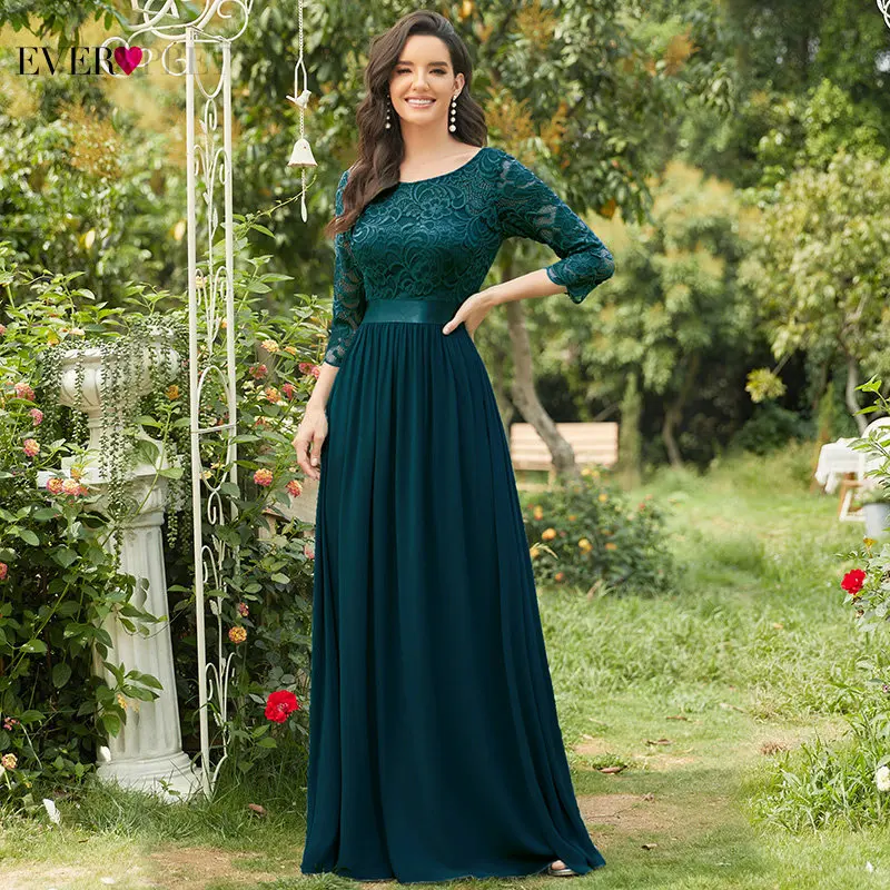 Элегантные кружевные платья подружки невесты Ever Pretty EP07412 А силуэта с круглым