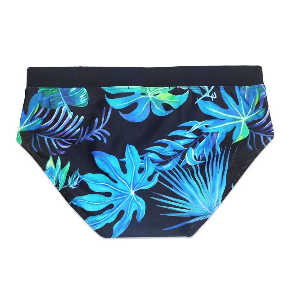 

Brand men's tapered leaf triangle swimming trunks black lace up Beach Resort shorts men's