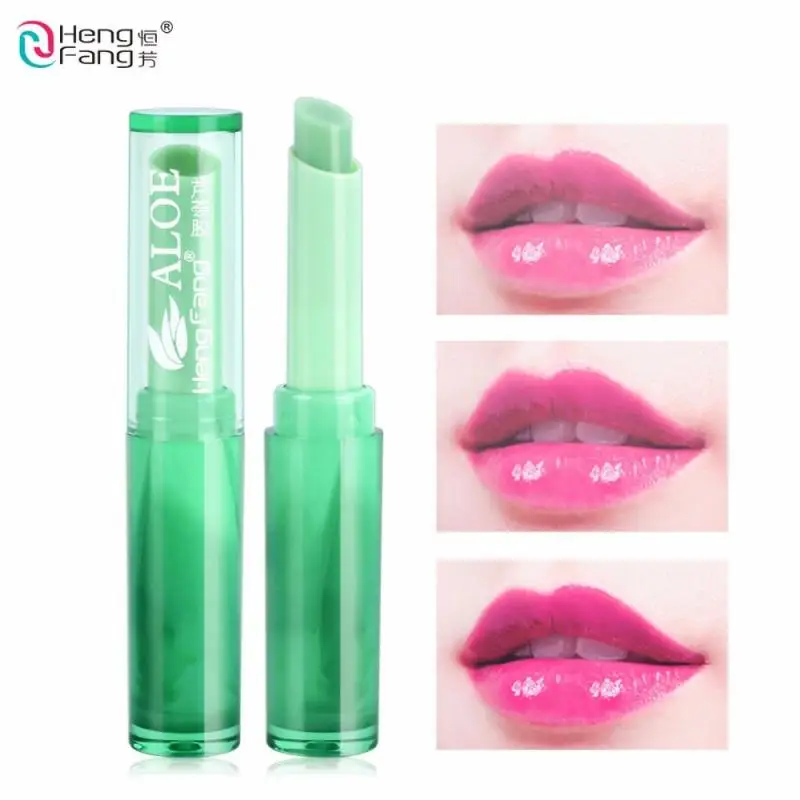 

1pcs aloe vera Lip balm color Temperature-changed Moistening maintenance Waterproof Makeup effect lasting beauty Lipstick TSLM1