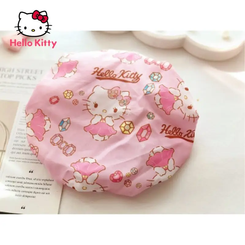 

Hello Kitty Double Shower Cap Waterproof Bathing Cap Cute Children's Bathing Cap Shower Headgear Women Shower