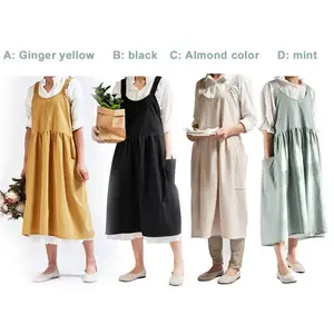 Универсальный фартук, Модный женский домашний варенный Фартук из хлопка и льна, Кухонный Фартук для кафе, цветочный магазин, комбинезон, домашняя Рабочая одежда