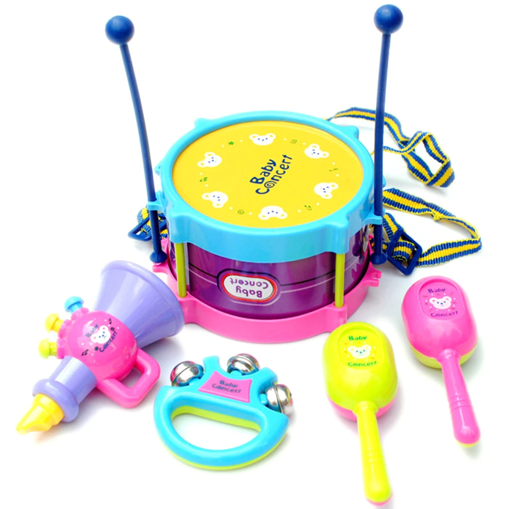 

5pcs Children Educational Toys Set Infants Music Instruments Drum Trumpet Ring Bell Baby Toys