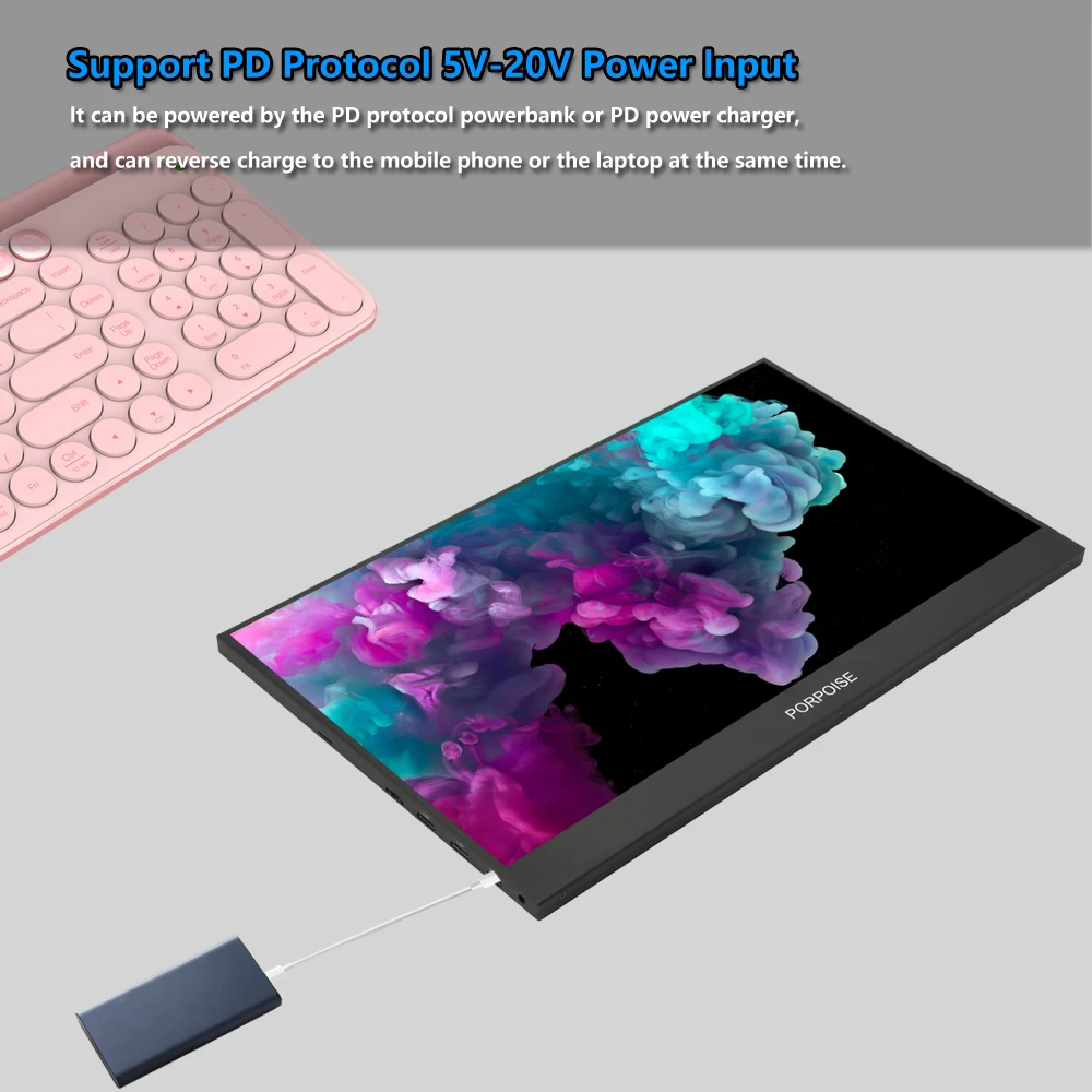 Фото PORPOISE 15,6-17,3-дюймовый портативный монитор, узкий боковой компьютерный удлинитель 1080P №3