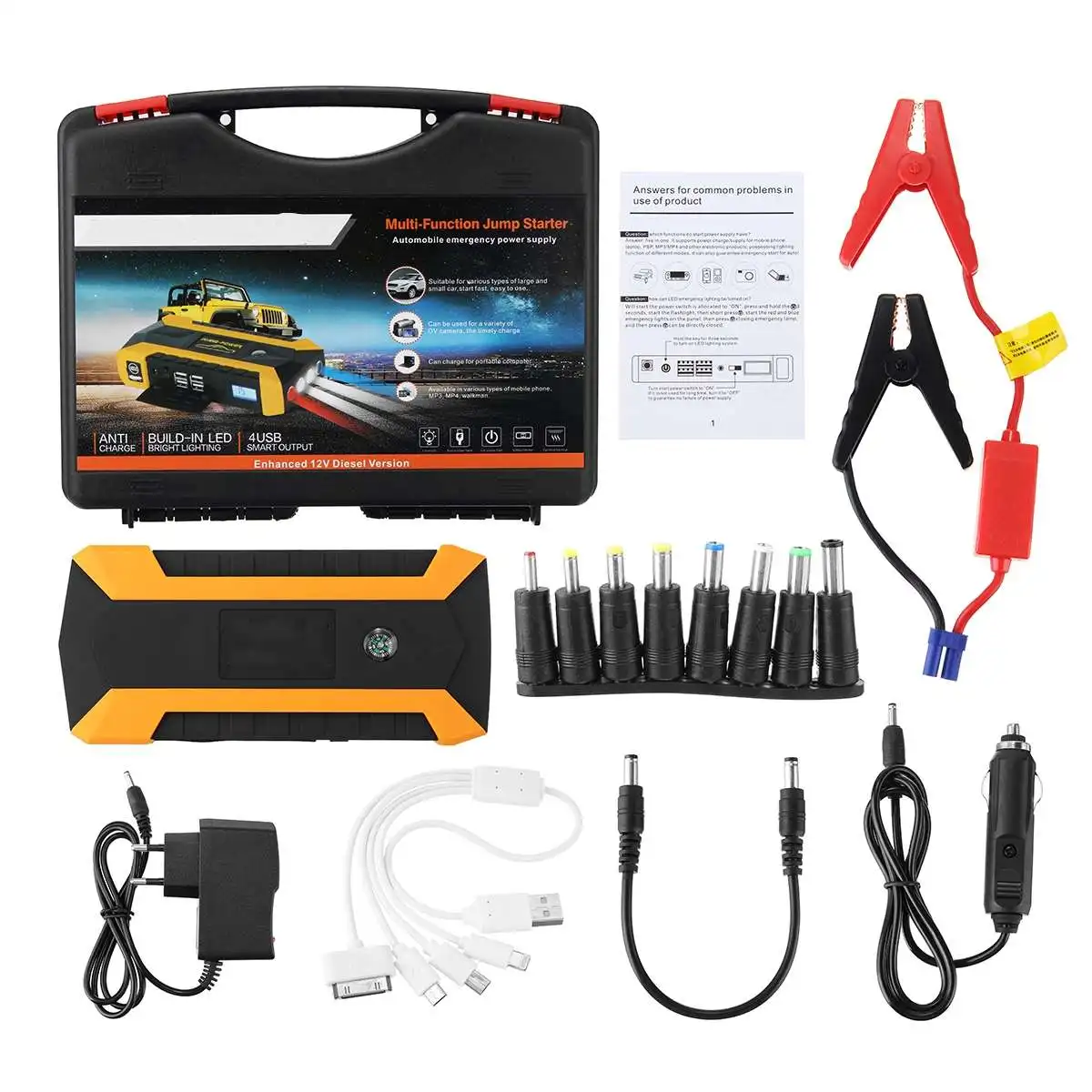 

4USB 600A LED Car Jump Starter 89800mAh Portable Vehicle Emergency Starter Power Bank Car Booster Starting Device Car Starter