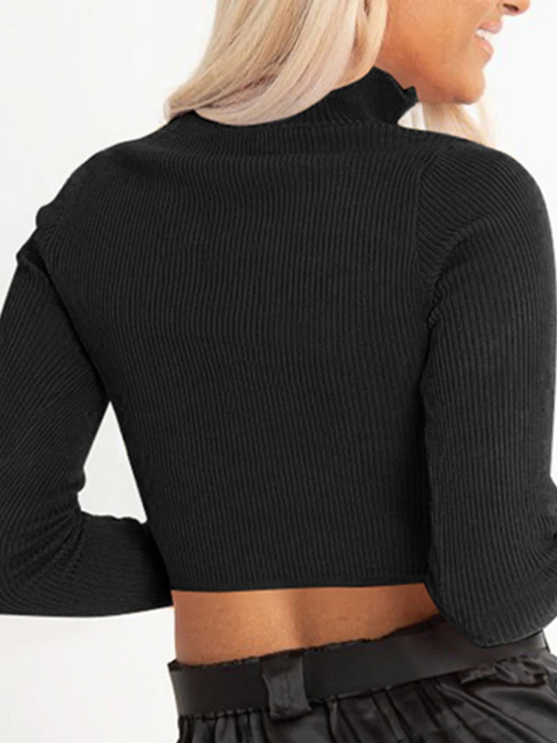 

Women's Polyester Spandex Solid Color Long Sleeve Slim Zipper Sexy Navel T-shirt Breathable Sweat-absorbent Fitness Top S9K0861