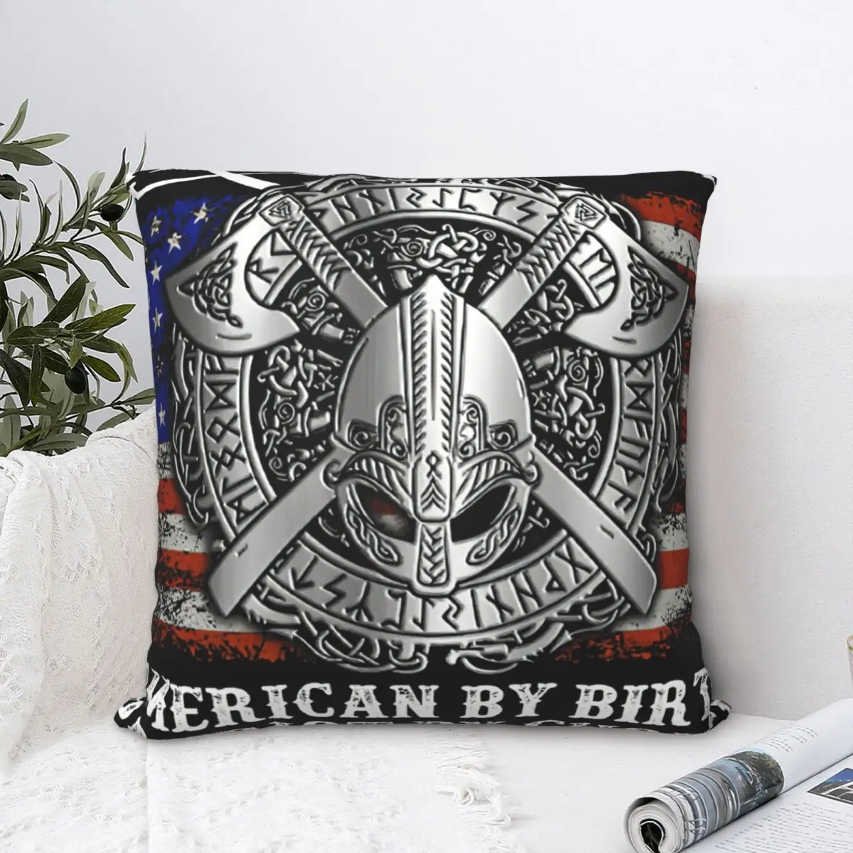 

Квадратный Чехол на подушку American Of Viking, Наволочка на подушку, Наволочка на молнии, домашняя декоративная наволочка на подушку для дивана, сиденья, скандинавский стиль, 18 дюймов