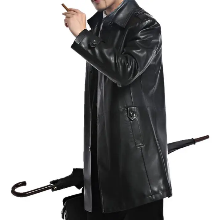 Мужская куртка из натуральной овечьей кожи длинная осенне-зимняя 2020 | одежда