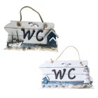 Резная дверная табличка в средиземноморском стиле для унитаза, деревянная дверная табличка, подвесная табличка для туалета, ванной комнаты