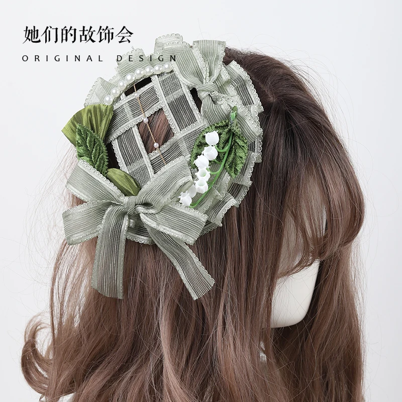 

Шпилька для волос «Орхидея» с бантом и колокольчиком, ручная работа, головной убор в стиле «лолита», маленькая шляпа Мори, элегантные аксесс...