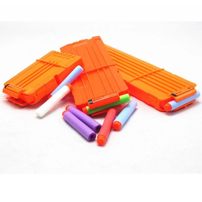 

6 12 18 Rounds Orange Solid Color Soft Bullet Toy Guns Magazine General Reload Clip For Nerf Elite Series Accessories