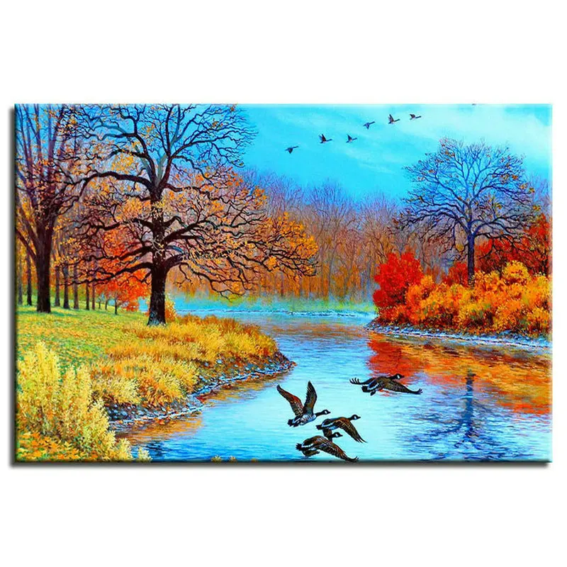 

New square round full tree diamond painting scenery diy 5d diamond art autumn landscape mosaic embroidery handmade crafts