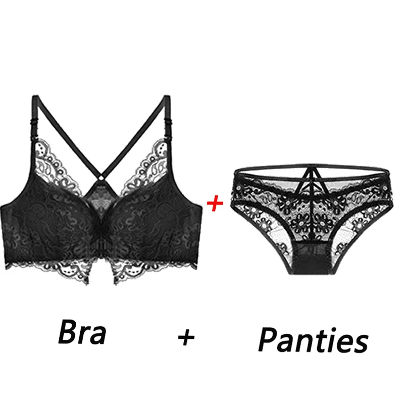 

Комплект нижнего белья, сексуальные модные женские бюстгальтеры с вышивкой, Женский комплект нижнего белья с чашкой C, сексуальный черный п...