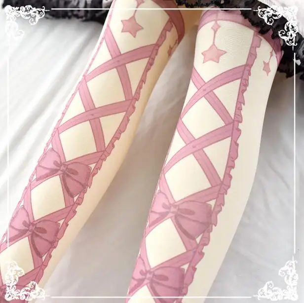 Японские милые шелковые носки в стиле &quotЛолита&quot Sen женские колготки с