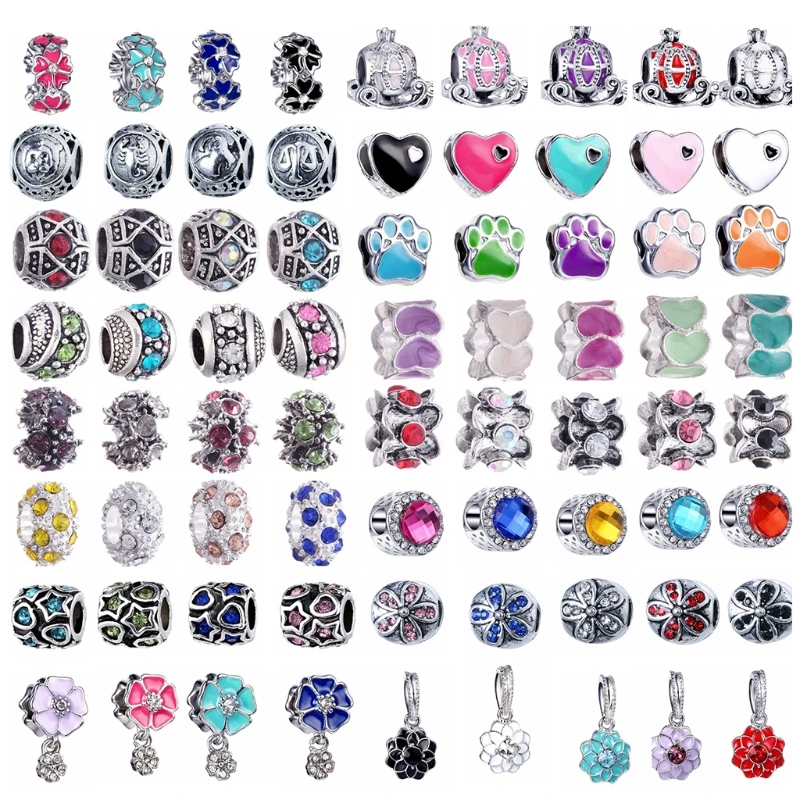 

50 Pcs Large Hole Metal Beads Charms Handcrafts Spacer Beads European Beads Loose Spacer for DIY Bracelet Jewelry Making