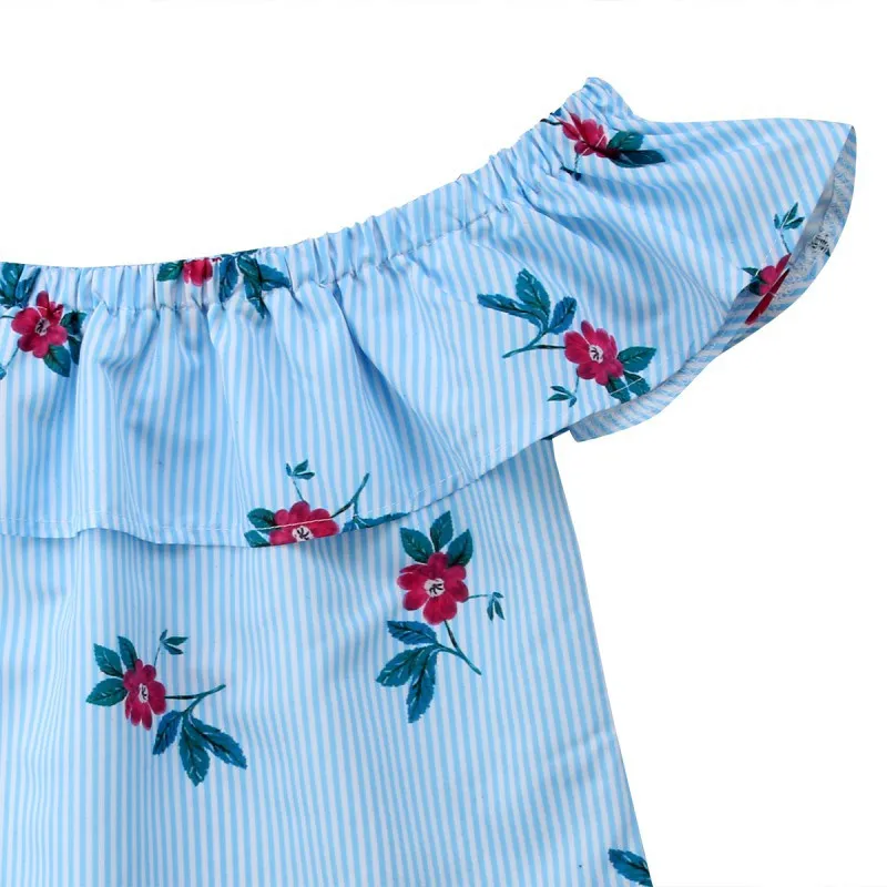 2pcs/set Parent-Child Set Summer Fashion Sweet Flower Pattern Tops Long Pants Concise Girl's 0-24M Newborn Baby Clothes | Мать и