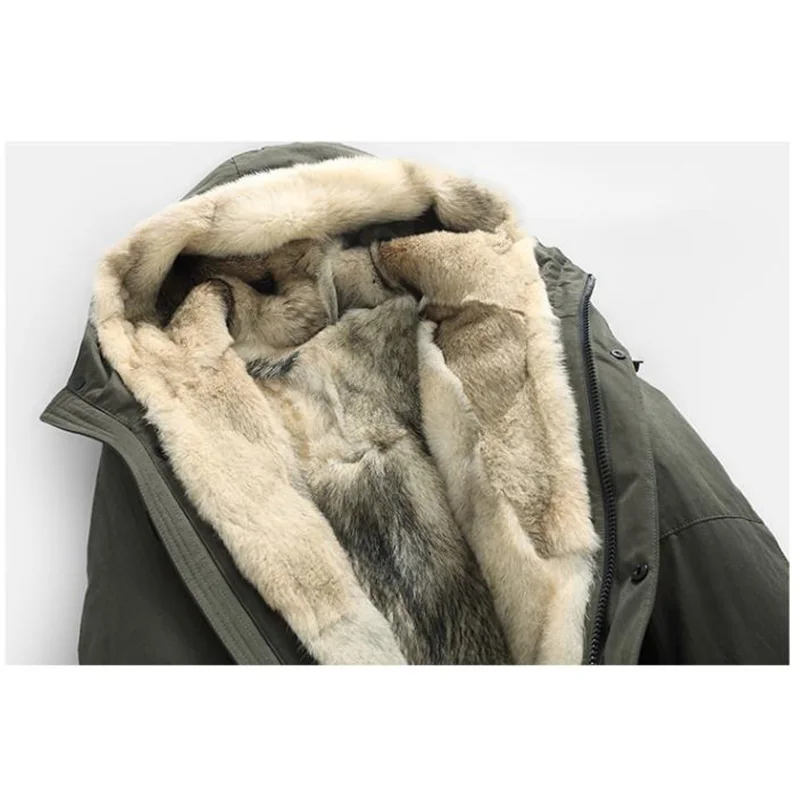 MOOWNUC men hooded jackets 2019 new arrival winter high quality warm wolf fur liner men's parkas plus-size M-5XL | Мужская одежда