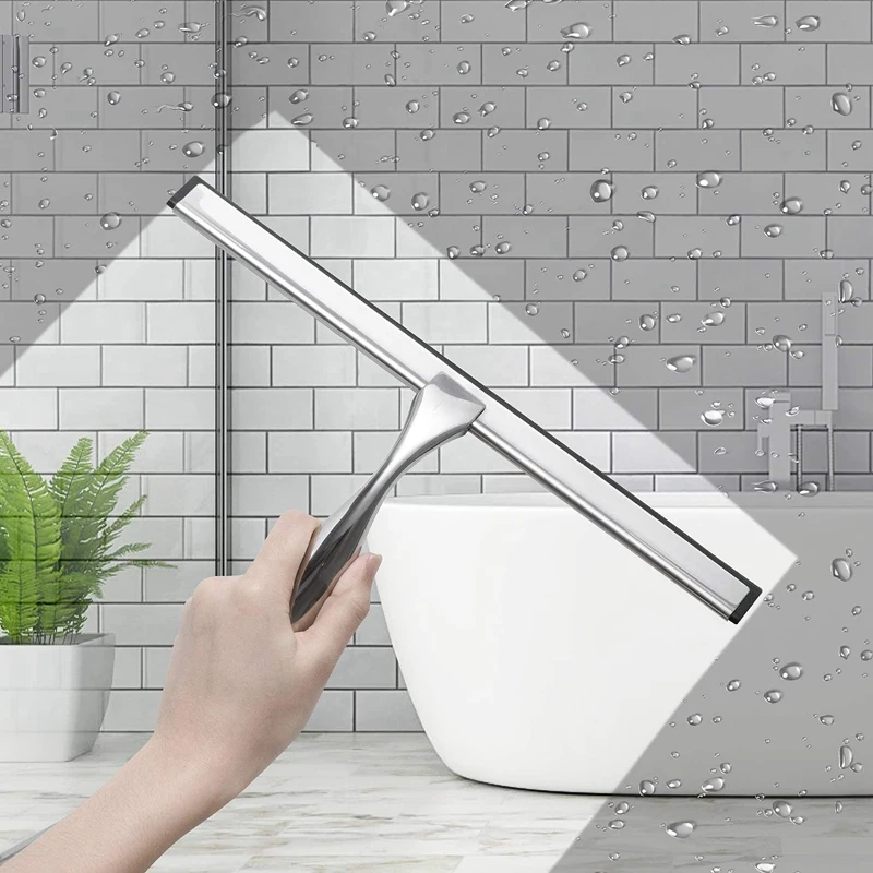 

10 Inch Shower Squeegee Set, Includes Shower Door Hook and Adhesive Hook, Squeegee for Shower Glass Doors