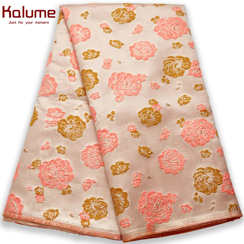 

Kalume Brocade Lace Fabric Meter High Quality African Nigerian Brocade Fabrics By 5 Yards For Sew Party Cloth Diy Dress F2697