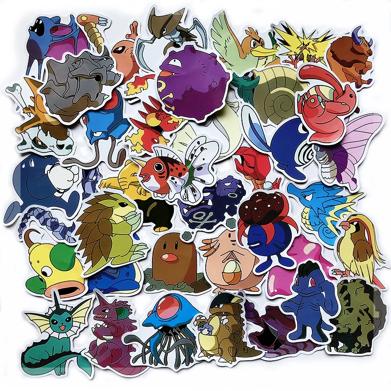 50 100 Uds pokemons de dibujos animados de PVC impermeable pegatina de Pikachu ordenador port&aacute;til, caso bar etiqueta engomada del coche-5