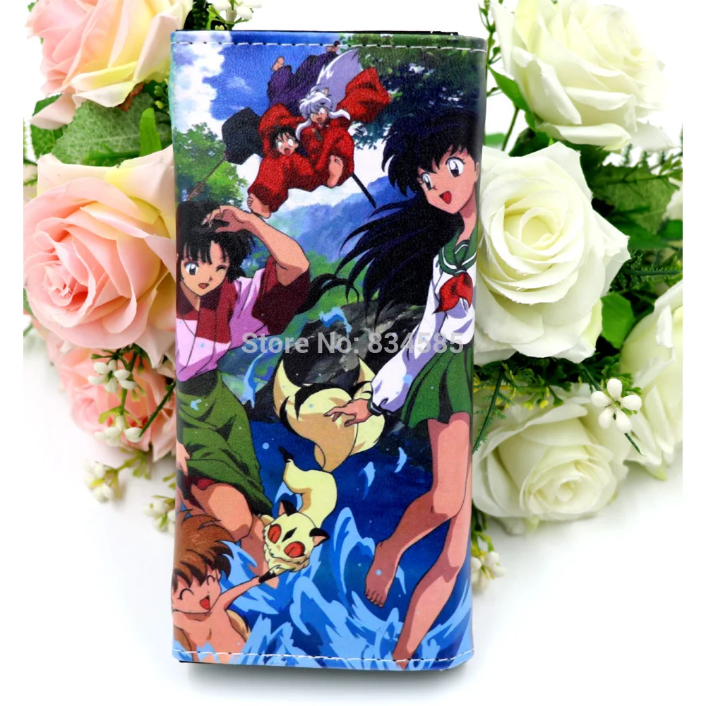 Красочные аниме Inuyasha длинный стиль PU бумажник напечатанный с higuurashi Kagome Inuyasha на молнии