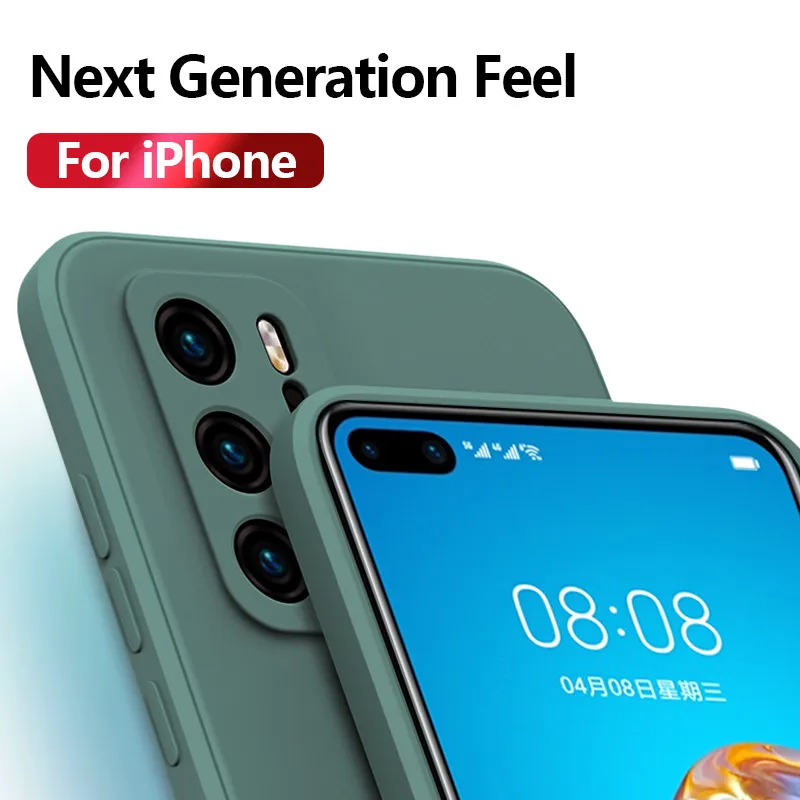 Original Square Soft Liquid Silicone Case For Huawei P50 P40 P30 P20 Pro Lite Mate 20 30 40 Pro Honor 30 Pro Cover