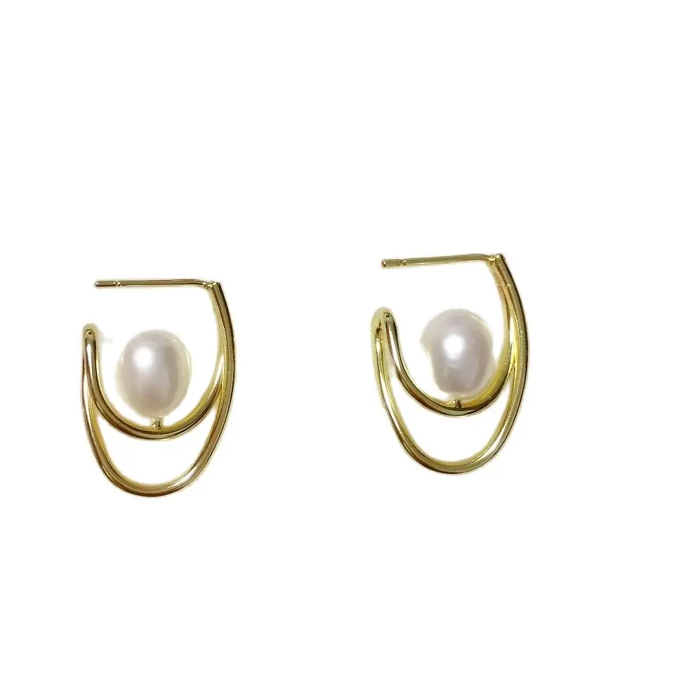 

Irregular pearl big earrings U-shaped 2021 new trend for women's parties birthday wedding accessories gifts Hong Kong goldway