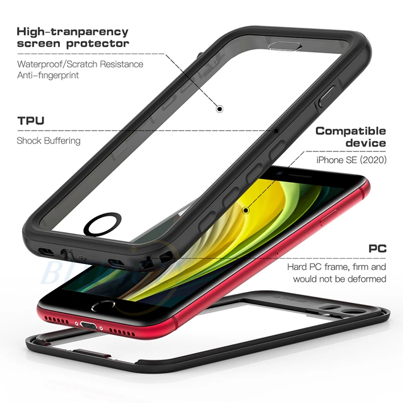 Чехол Funda для iPhone SE 2020 11 Pro Max противоударный водонепроницаемый чехол IP68 ДЛЯ XR X XS MAX