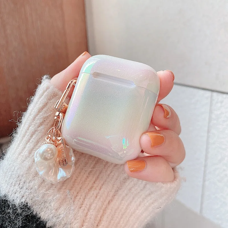 

3D Pearl Pendant Water Drop Rainbow Leopard Print Hard Headset Cover For Airpods 1 2 3 Pro Headphone Earphone Case Pearl Gifts