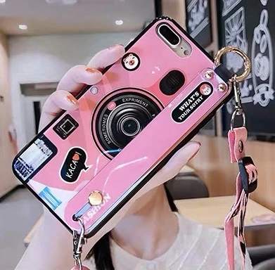 Pink with Strap Для samsung Galaxy Note 10 Plus, 5G, 9, 8, S10 Plus, S10e, S9, S8 Plus, чехол, силиконовый, IMD, ремешок на руку, мягкий чехол, ремешок, Funda - Цвет: Pink with Strap