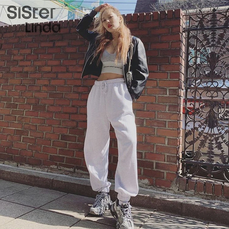 Sisterlinda хлопковые женские брюки эластичные высокая талия карго s модные на