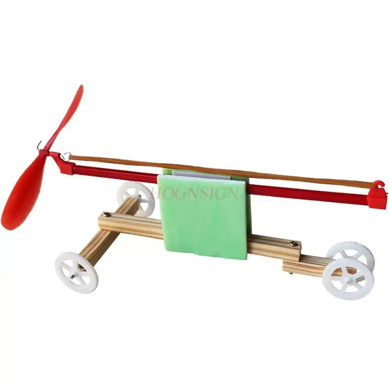 physical experiment equipment Small-made rubber band powered trolley hand-made scientific exploration of educational toys