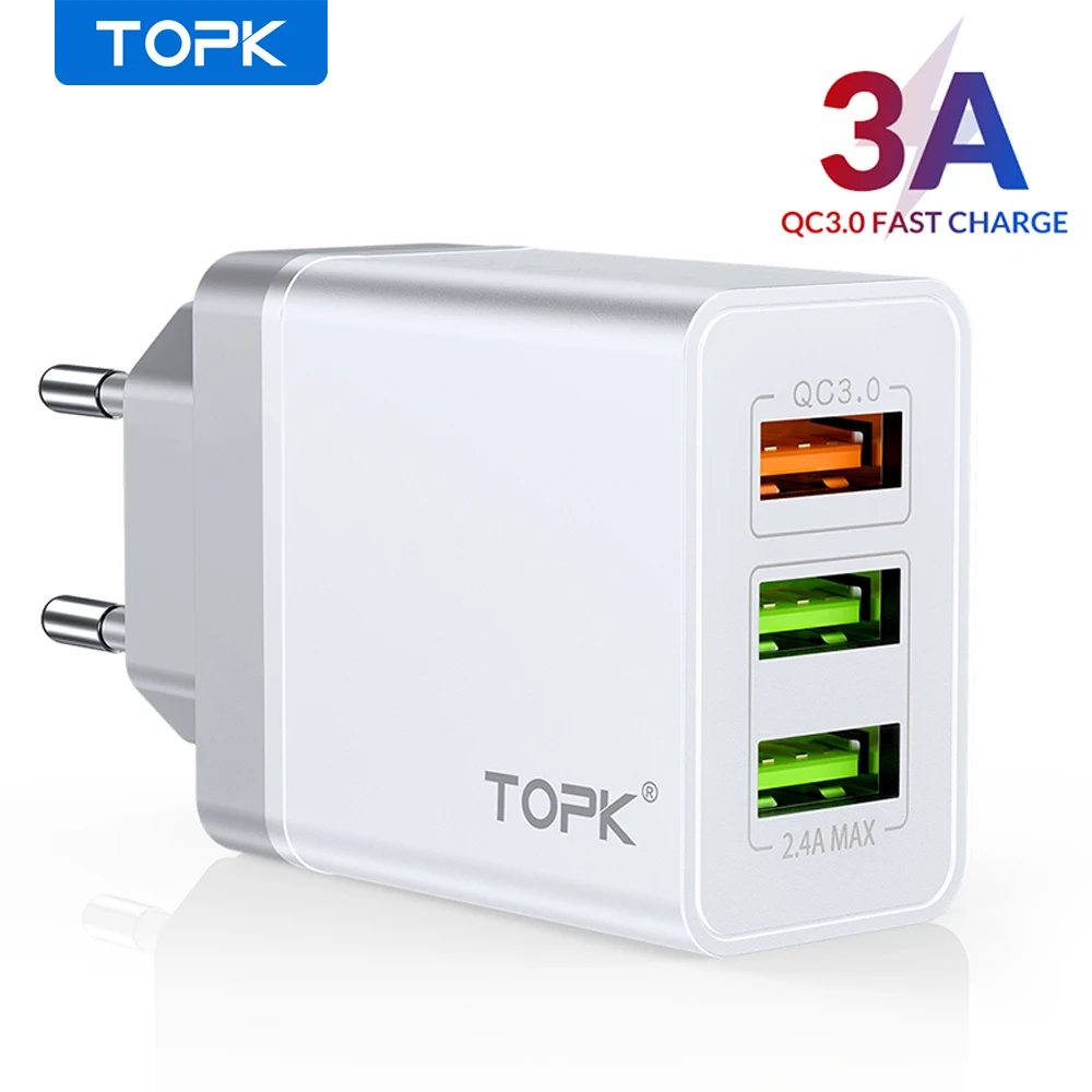 Сетевое зарядное устройство TOPK B348Q USB 3 0 порта|Зарядные устройства для телефонов| |